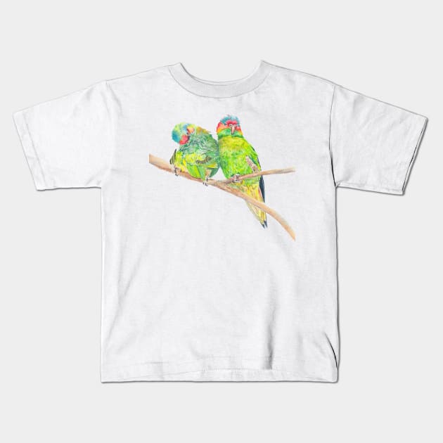 Musk lorikeet couple Kids T-Shirt by ZoyaArt